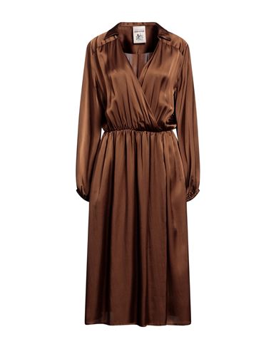 Shop Semicouture Woman Midi Dress Brown Size 8 Acetate, Silk