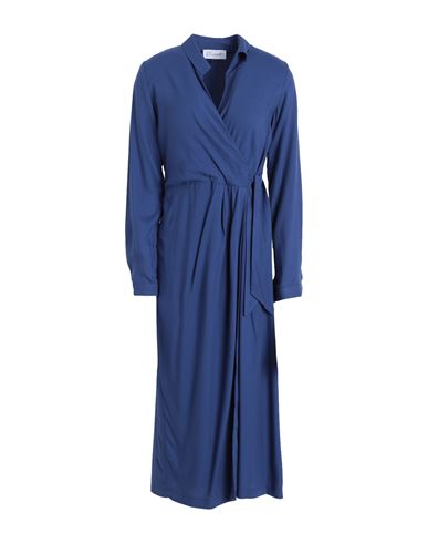 Closet Woman Midi Dress Blue Size 12 Viscose
