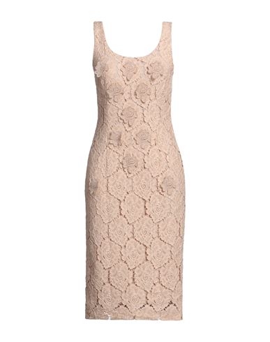 Max Mara Studio Woman Midi Dress Sand Size 6 Cotton, Polyamide In Beige
