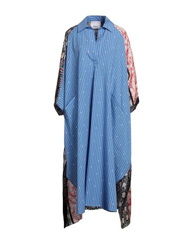 Erika Cavallini Woman Midi Dress Azure Size 6 Cotton In Blue