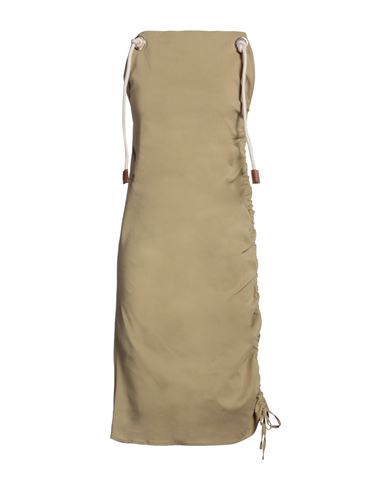 Erika Cavallini Woman Midi Dress Sand Size 10 Linen, Polyester, Viscose, Elastane In Beige