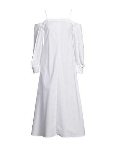 Erika Cavallini Woman Midi Dress White Size 10 Cotton, Elastane