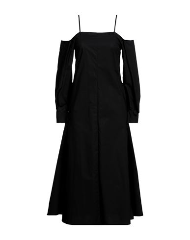 Erika Cavallini Woman Midi Dress Black Size 12 Cotton, Elastane