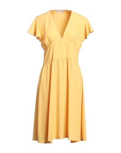 Cristina Gavioli Woman Midi Dress Yellow Size 12 Polyester, Elastane