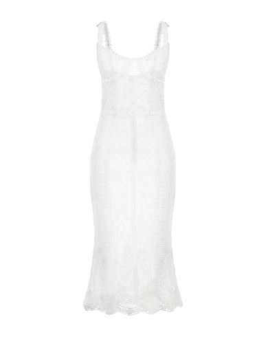 Dolce & Gabbana Woman Midi Dress White Size 8 Cotton, Polyamide, Elastane, Silk, Mohair Wool