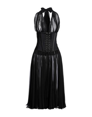 Dolce & Gabbana Woman Midi Dress Black Size 12 Silk, Polyamide, Elastane