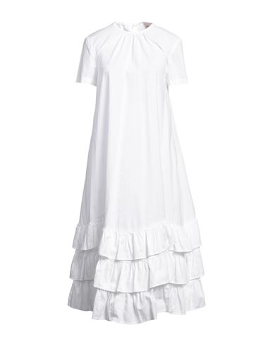 Semicouture Woman Midi Dress White Size 6 Cotton In White