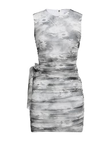 Shop Msgm Woman Mini Dress Grey Size 6 Polyamide, Elastane