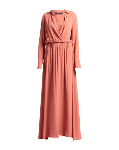Federica Tosi Woman Maxi Dress Brick Red Size 4 Silk, Acetate