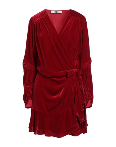 Pnk Woman Mini Dress Red Size 8 Viscose, Silk