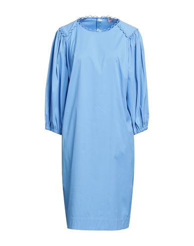 Shop Maison Common Woman Midi Dress Light Blue Size 14 Cotton, Polyamide, Elastane