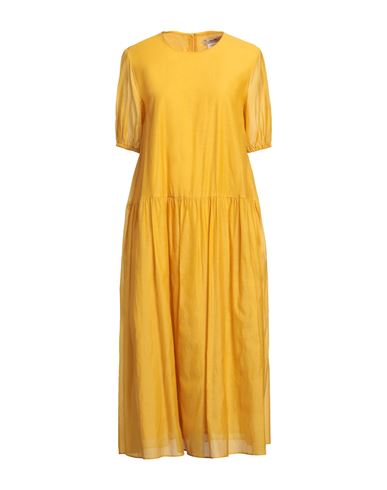 's Max Mara Woman Midi Dress Yellow Size 10 Cotton, Silk