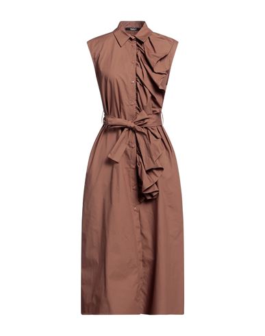 Siste's Woman Midi Dress Brown Size Xs Cotton
