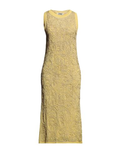 Liu •jo Woman Midi Dress Ocher Size S Viscose, Polyamide, Polyester In Yellow