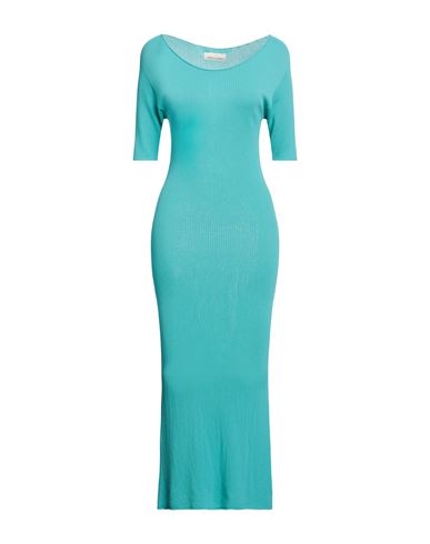 Shop Carta Libera Woman Midi Dress Turquoise Size 1 Viscose, Polyamide In Blue