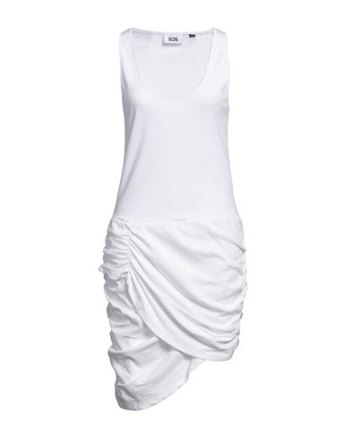 Gcds Woman Short Dress White Size Xxl Cotton