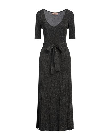 Twinset Woman Midi Dress Black Size Xs Viscose, Polyamide, Polyester In Black