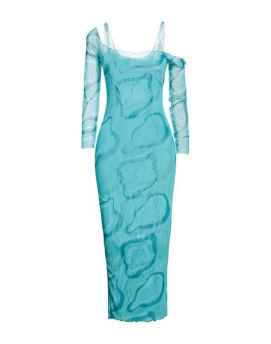 Julfer Woman Maxi Dress Turquoise Size 6 Polyester, Elastane In Blue