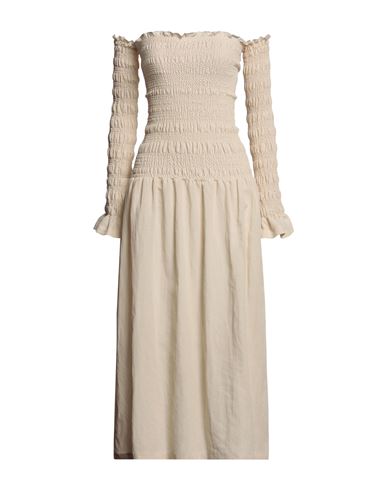 Shop Rohe Róhe Woman Midi Dress Cream Size 6 Cotton, Linen In White