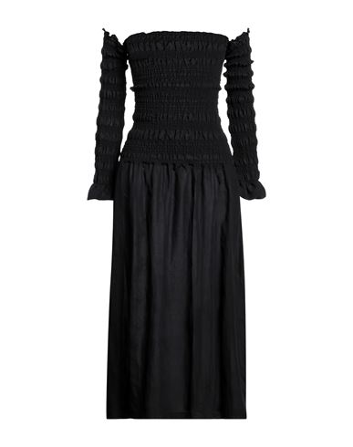 Rohe Róhe Woman Midi Dress Black Size 10 Cotton, Linen