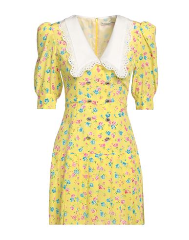 Alessandra Rich Woman Mini Dress Yellow Size 4 Silk