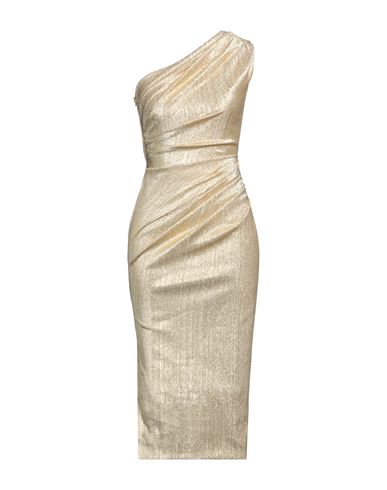 Dolce & Gabbana Woman Midi Dress Gold Size 12 Silk, Polyester, Elastane