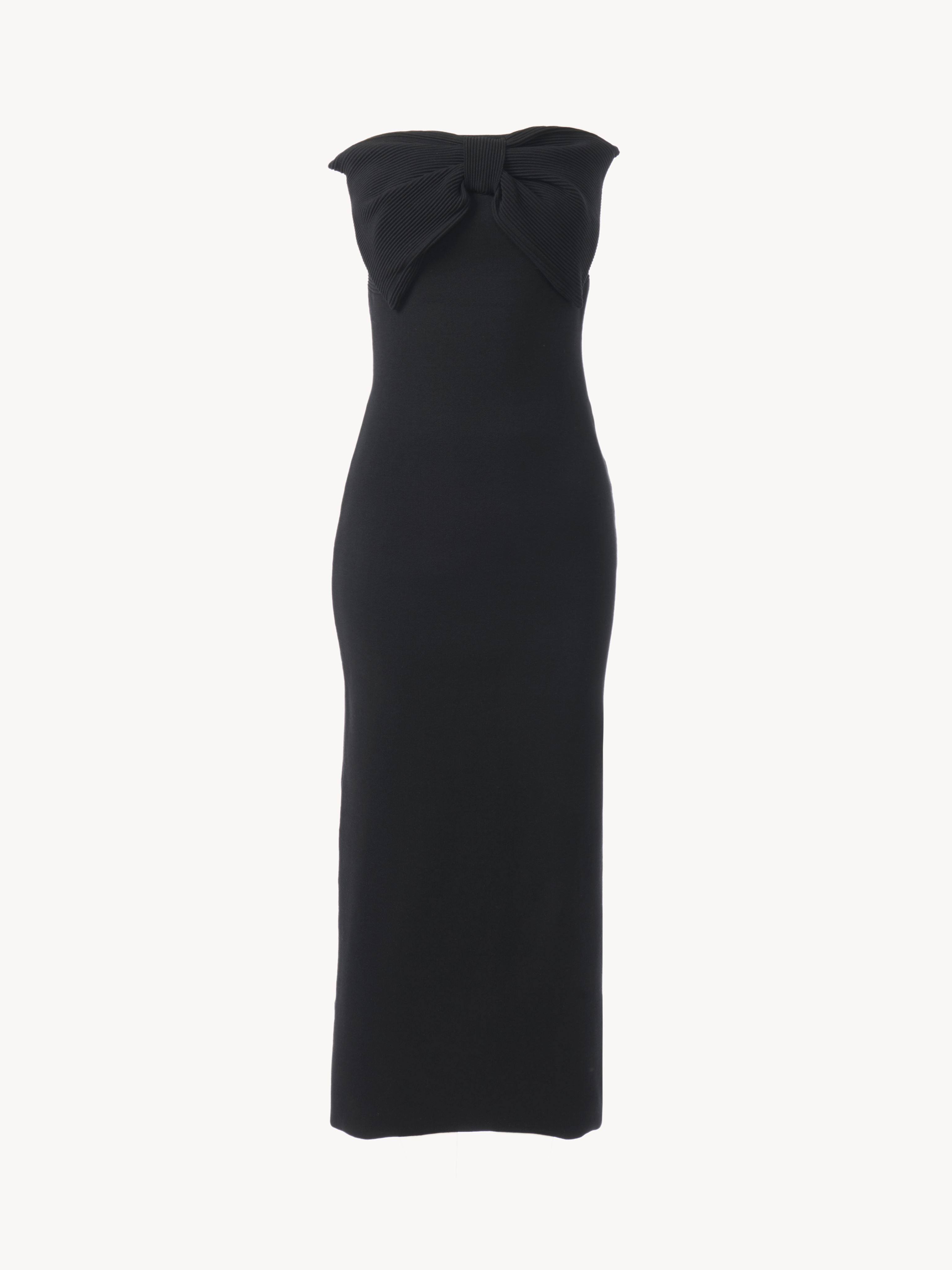 Chloé Off-the-shoulder Midi Dress Black Size L 85% Silk, 12% Polyamide, 3% Elastane In Noir