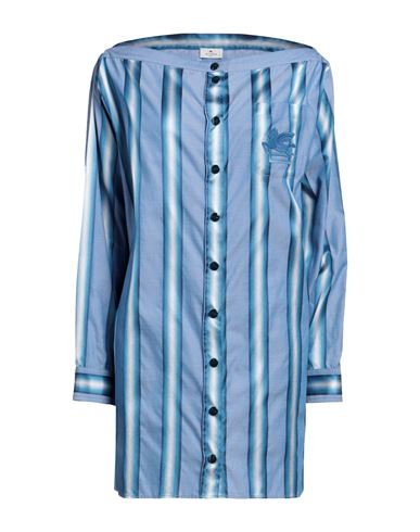 Shop Etro Woman Mini Dress Light Blue Size 6 Cotton, Viscose, Silk