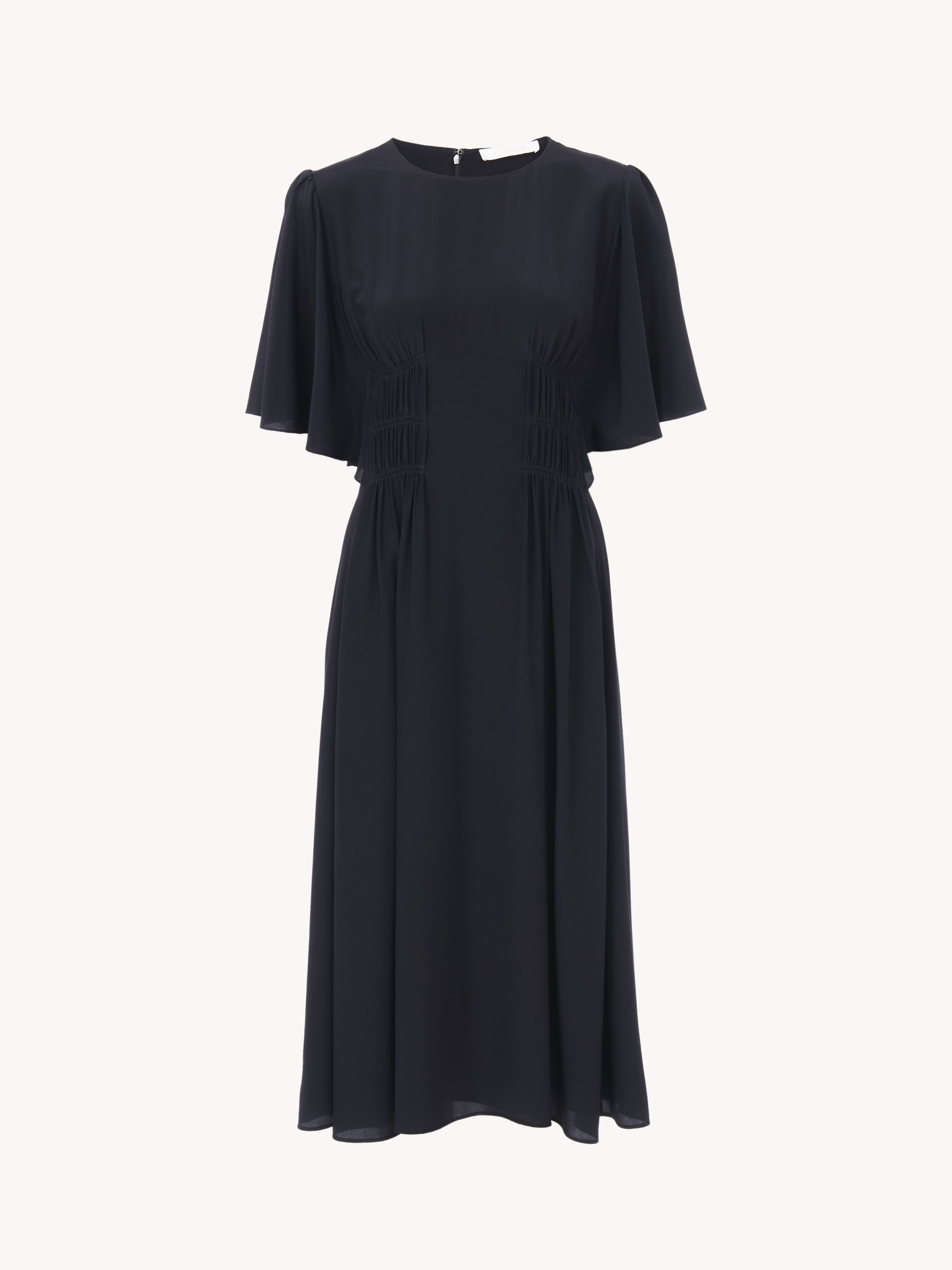 Chloé Wing-sleeve Flared Dress Blue Size 8 100% Silk