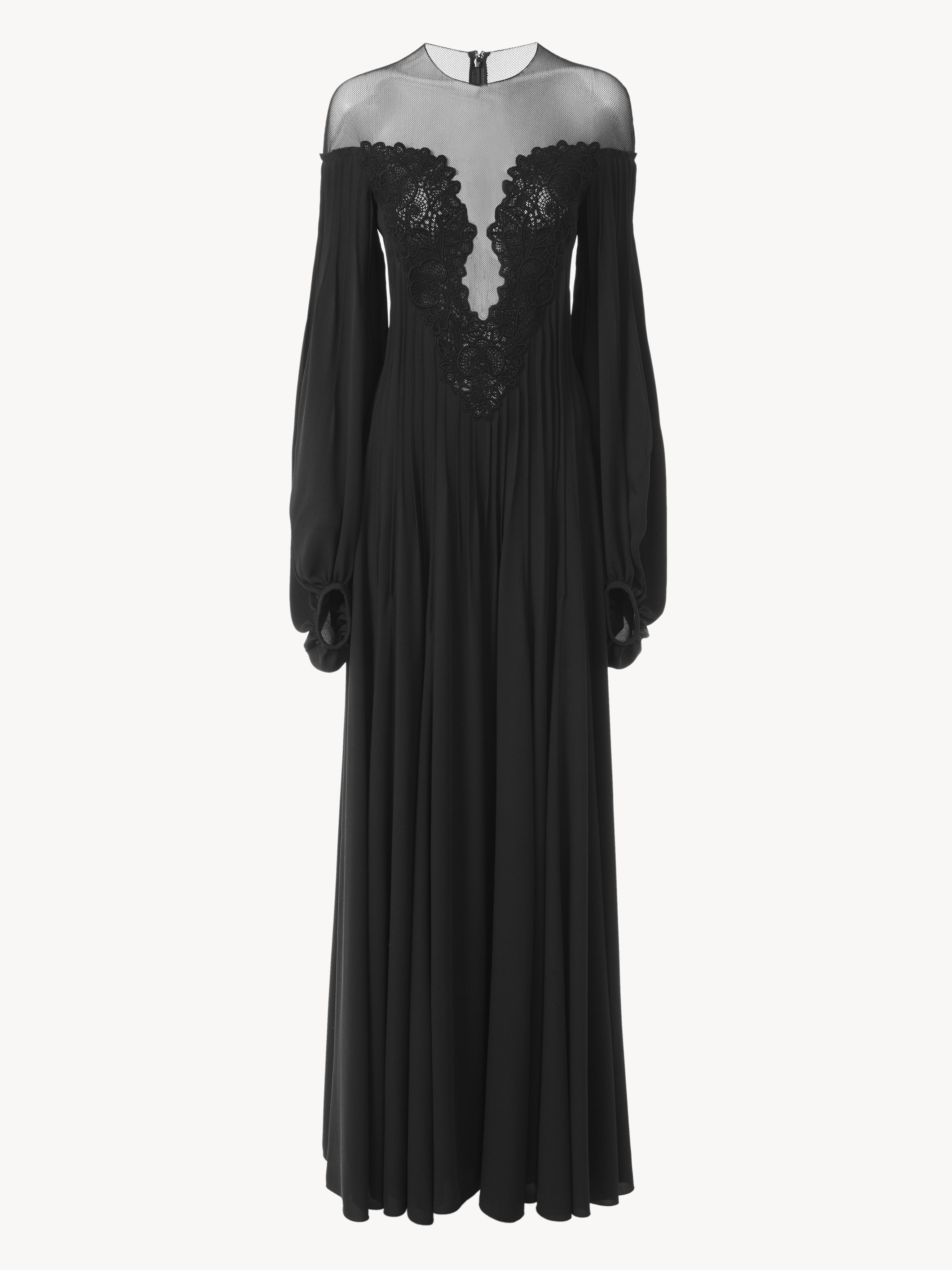 Chloé Embellished Evening Dress Black Size 8 100% Silk In Noir