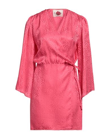 Art Dealer . Woman Mini Dress Fuchsia Size M Silk In Pink