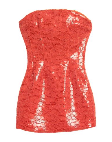 Shop Laquan Smith Woman Mini Dress Orange Size S Cotton, Viscose, Nylon, Elastane