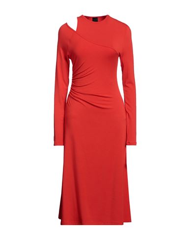 Pinko Woman Midi Dress Coral Size S Viscose, Virgin Wool, Elastane In Red