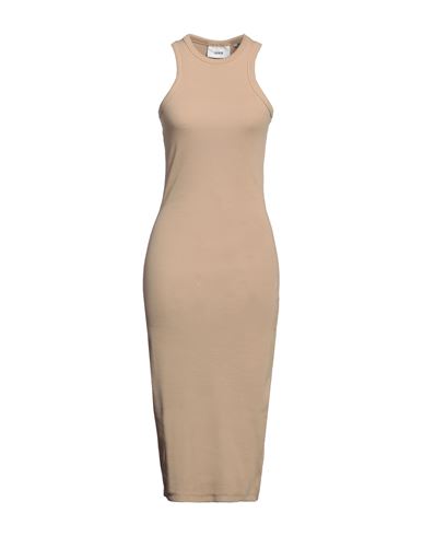 Shop Jjxx By Jack & Jones Woman Midi Dress Beige Size L Cotton, Elastane