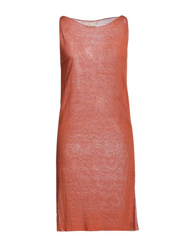 Shop Carta Libera Woman Mini Dress Rust Size 2 Linen, Polyamide In Red