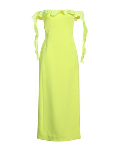 David Koma Woman Midi Dress Yellow Size 8 Acetate, Viscose, Elastane, Polyamide, Polyester