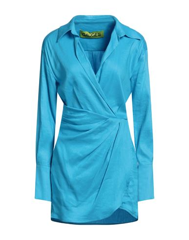 Shop Gauge81 Woman Mini Dress Azure Size 10 Linen, Viscose, Elastane In Blue