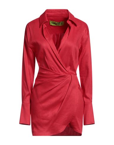 Shop Gauge81 Woman Mini Dress Red Size 8 Linen, Viscose, Elastane