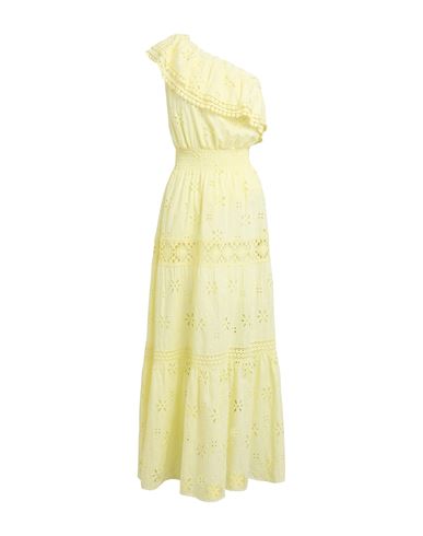 Shop Temptation Positano Woman Maxi Dress Light Yellow Size S Cotton