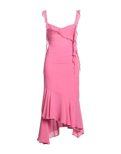 The Andamane Woman Midi Dress Fuchsia Size 6 Silk In Pink