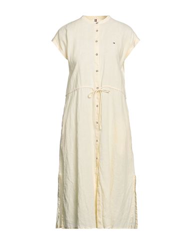 Shop Tommy Hilfiger Woman Midi Dress Yellow Size 2 Linen
