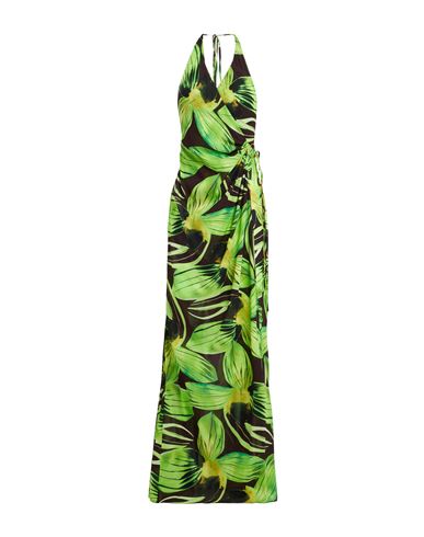 Louisa Ballou Woman Maxi Dress Green Size M Silk, Elastane