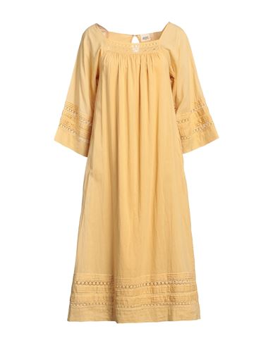Shop Hartford Woman Midi Dress Mustard Size 3 Cotton In Yellow