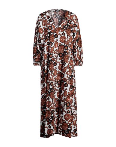 Laura Urbinati Woman Maxi Dress Brown Size 6 Cotton, Elastane