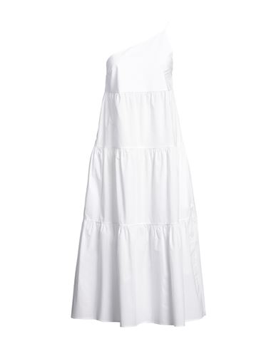 Shop Patrizia Pepe Woman Midi Dress White Size 4 Cotton