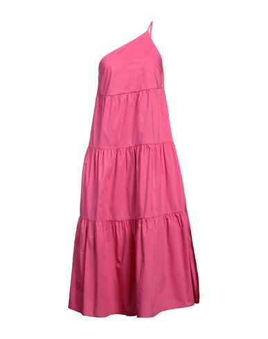 Shop Patrizia Pepe Woman Midi Dress Fuchsia Size 10 Cotton In Pink
