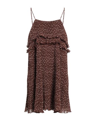 Ganni Woman Mini Dress Brown Size 4 Polyester In Brown