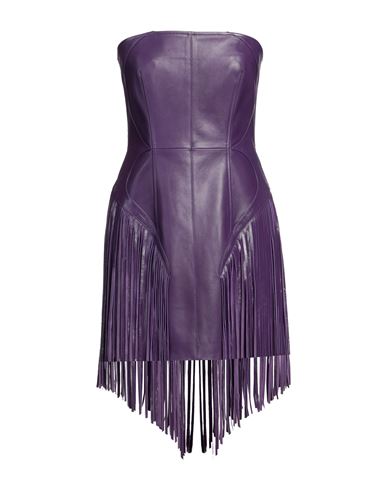 Versace Woman Mini Dress Purple Size 6 Lambskin