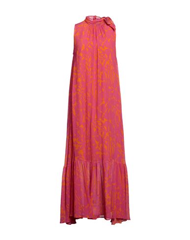 Iris Von Arnim Woman Maxi Dress Fuchsia Size 8 Silk, Cotton In Pink