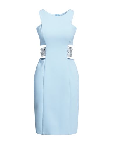 Fabiana Ferri Woman Midi Dress Light Blue Size 8 Polyester, Elastane